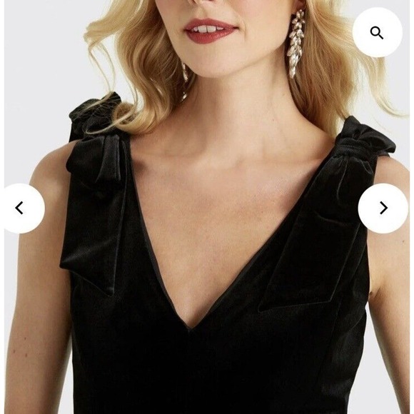 Draper James Velvet Bow Shoulder Dress Womens Size 20 Black NWT $175 - Picture 4 of 16